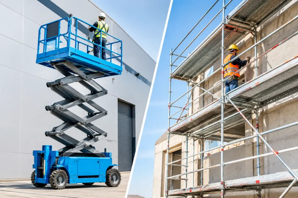 Plataformas elevadoras vs andamios para obra